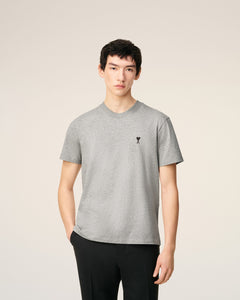 AmiParis Grey Cotton Contrasted Adc T-Shirt