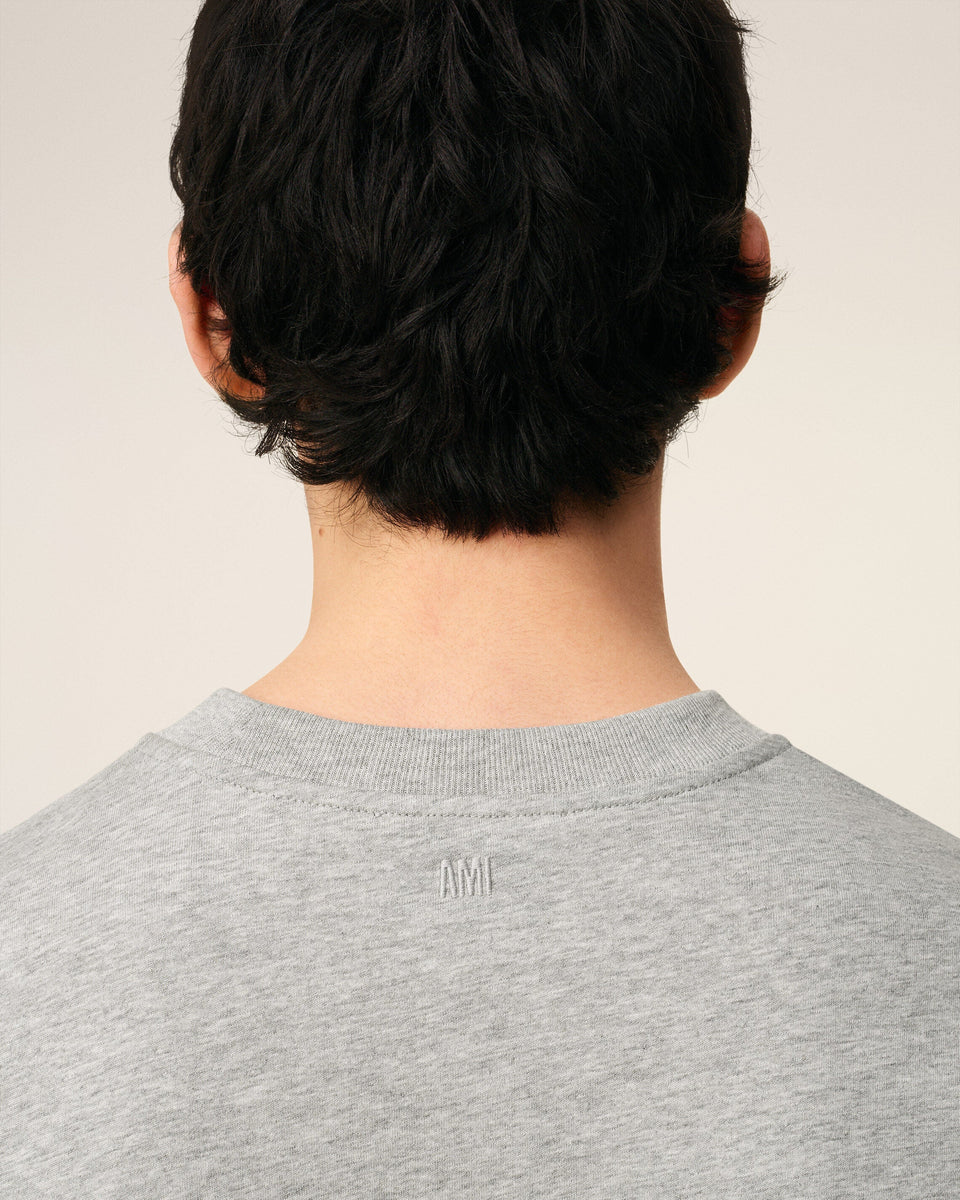 AmiParis Grey Cotton Contrasted Adc T-Shirt