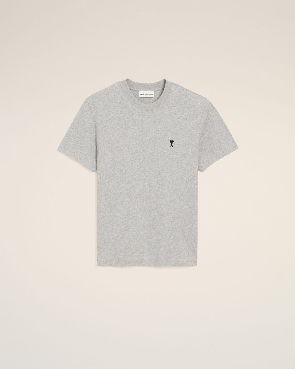 AmiParis Grey Cotton Contrasted Adc T-Shirt