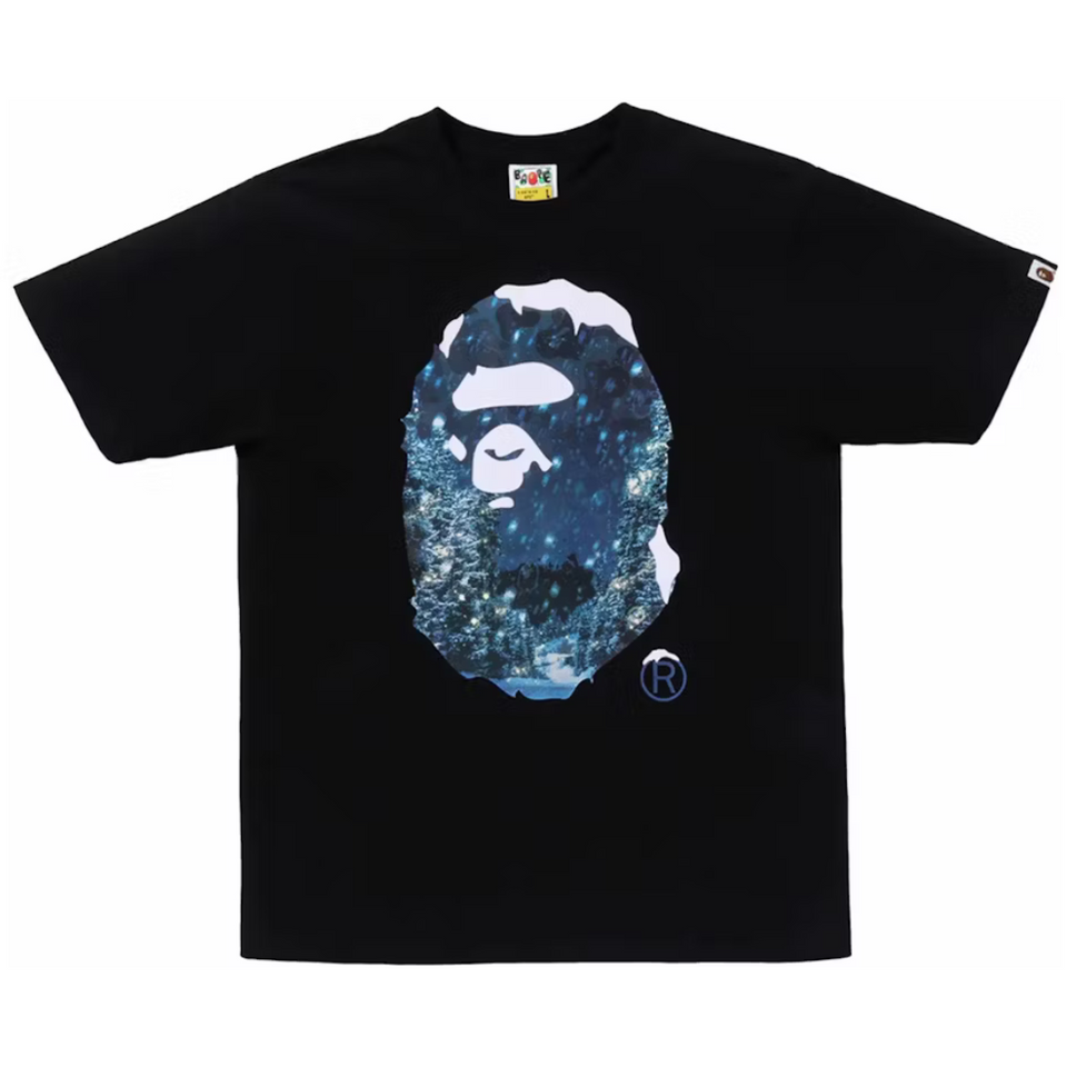 BAPE Christmas Photo Ape Head T-Shirt Black
