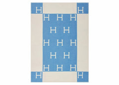 Hermes Avalon Baby Blanket Bleu Genievre/Blanc