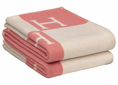 Hermes Avalon Baby Blanket Rose Airelle/Blanc