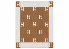 Hermes Avalon Throw Blanket Ecru/Camel