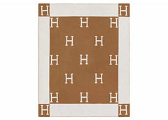 Hermes Avalon Throw Blanket Ecru/Camel