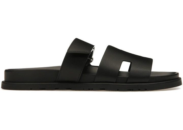 Hermes Chypre Sandal Noir Calfskin Leather (M)