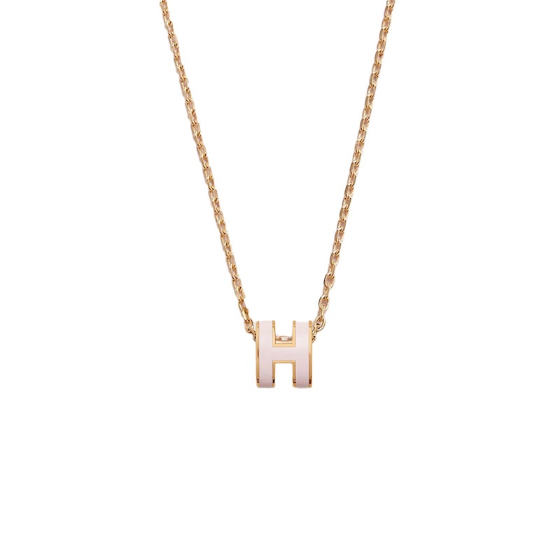 Hermes Mini Pop H Pendant Gold-tone Rose Dragee