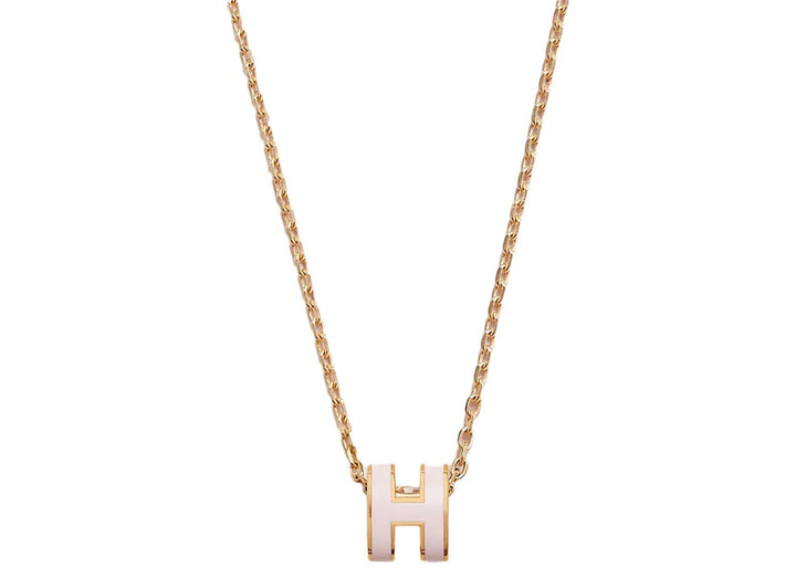 Hermes Mini Pop H Pendant Gold-tone Rose Dragee