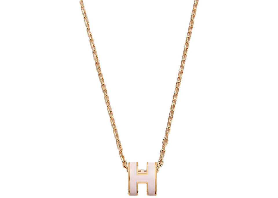 Hermes Mini Pop H Pendant Gold-tone Rose Dragee