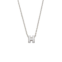 Hermes Mini Pop H Pendant Palladium-tone Blanc