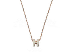 Hermes Mini Pop H Pendant Rose Gold-tone Blanc