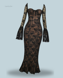HOUSE OF CB Delilah Long Sleeve Lace Maxi Dress