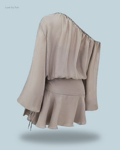 HOUSE OF CB Wilhelmina Ash Green Off Shoulder Dress