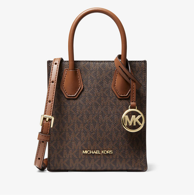 Michael Kors Mercer Extra-Small Logo and Leather Crossbody Bag Brown