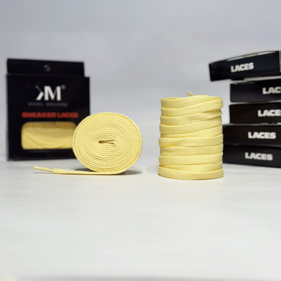 Flat Sneaker Laces- Creamy Yellow Jordan laces AJ1 Laces Kicks Machine