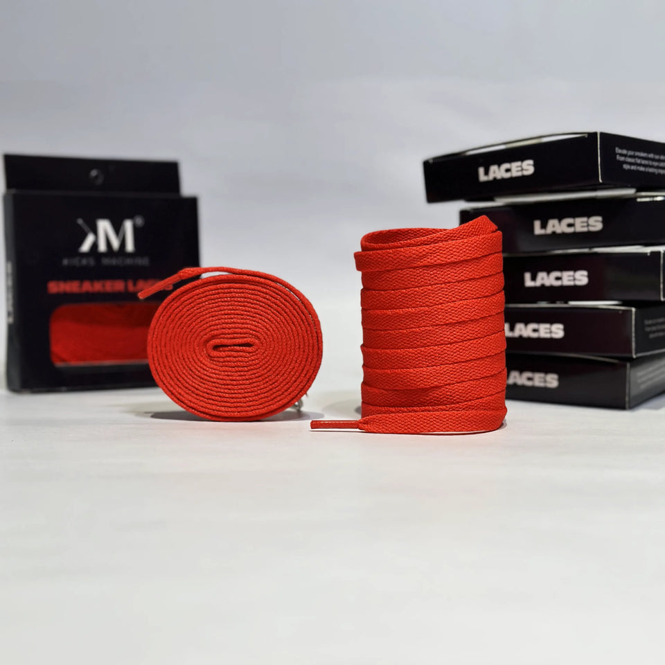 Flat Sneaker Laces- Red Jordan laces AJ1 Laces Kicks Machine