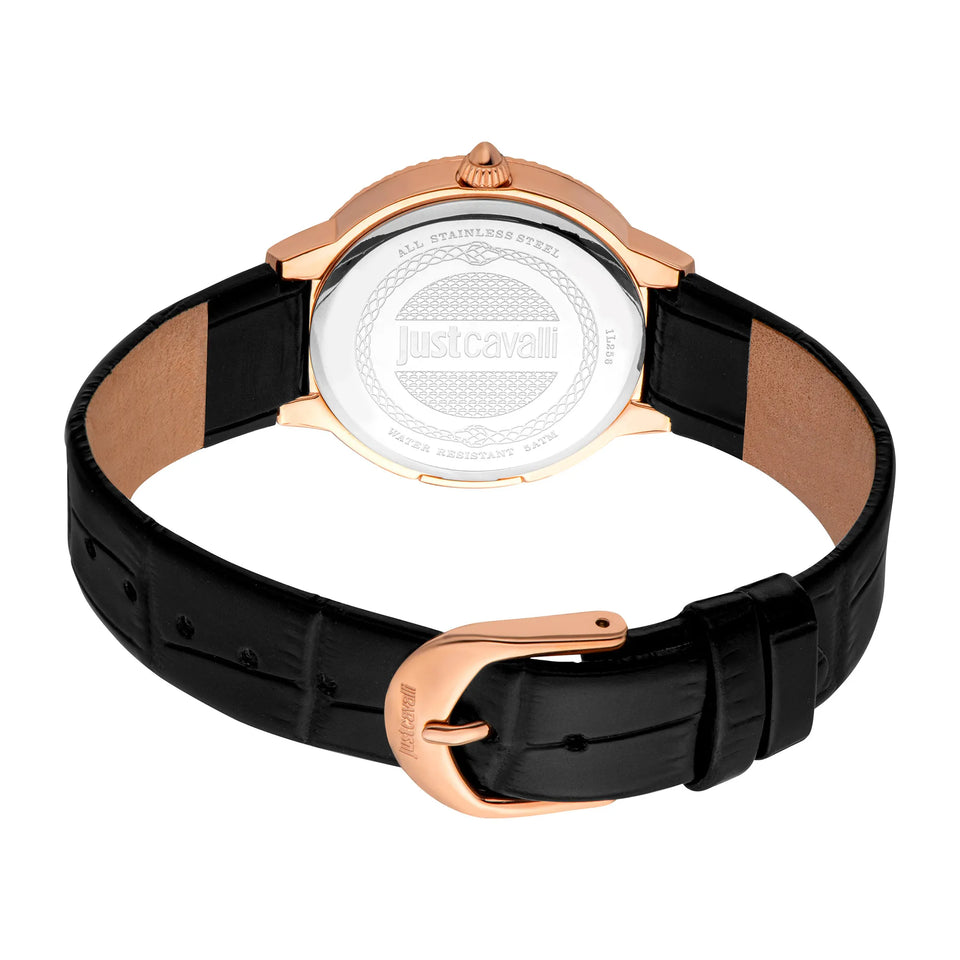 Puntale Black Leather Rose Gold