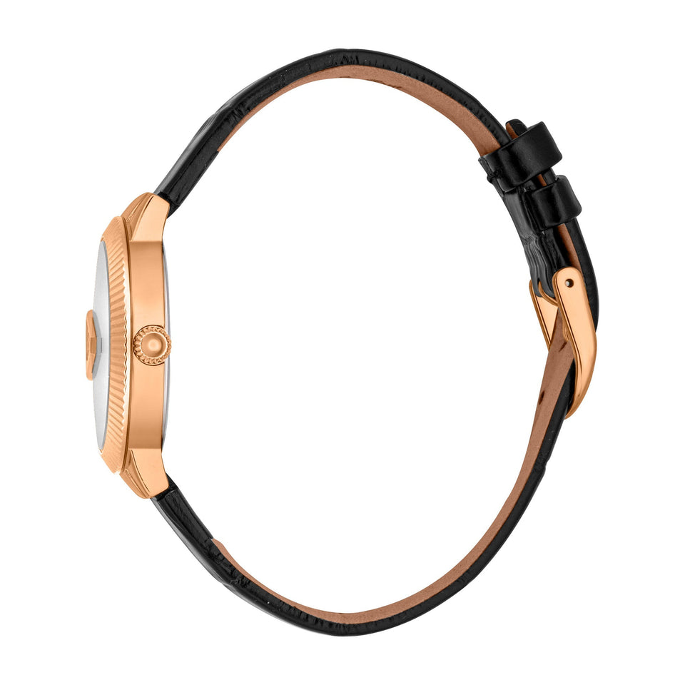 Puntale Black Leather Rose Gold