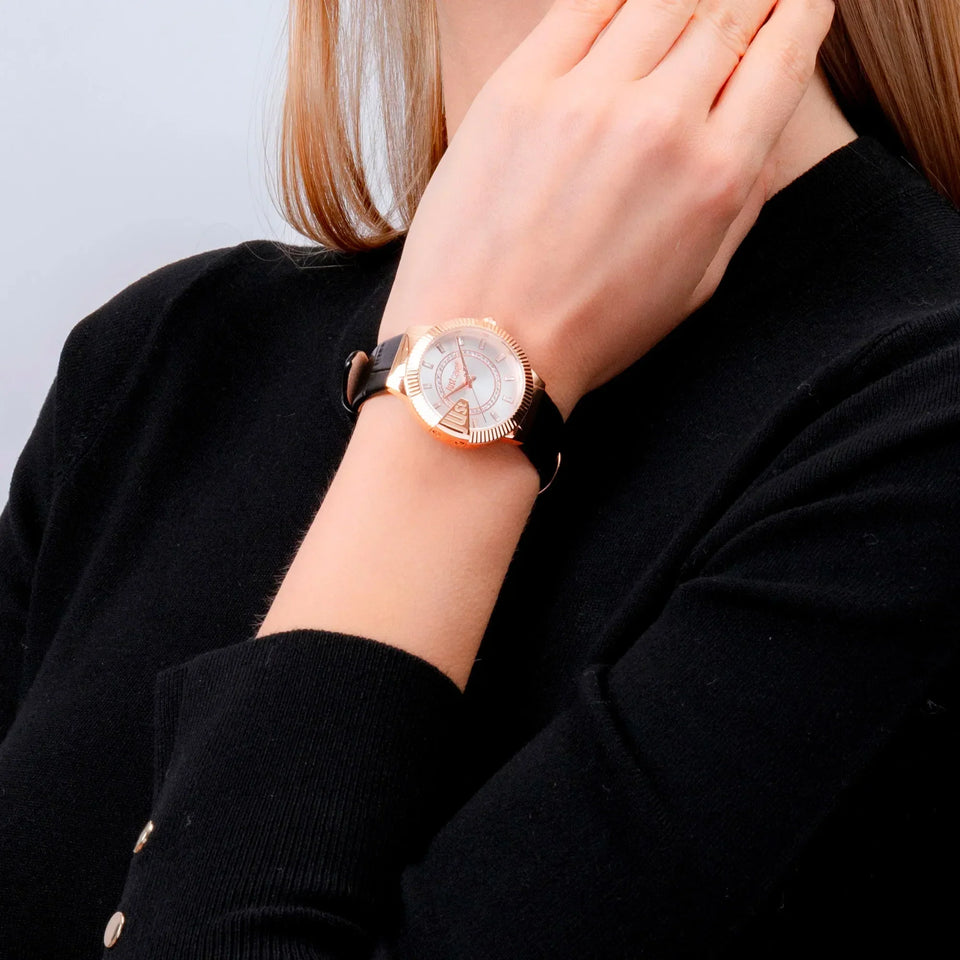 Puntale Black Leather Rose Gold