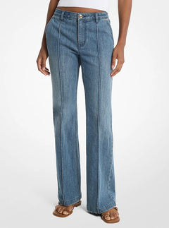 Michael Kors Pintuck Bootcut Stretch Denim Jeans DUSK BLUE WASH
