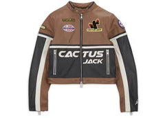 Jordan x Travis Scott Cactus Jack Women'S Leather Jacket Archaeo Brown