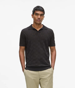 Karl Lagerfeld Monogram Knit Polo Shirt Black