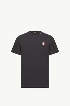 Moncler Embroidered Tricolor Logo Cotton T-Shirt Navy Blue Navy Blue