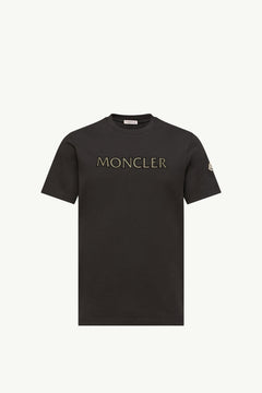 Moncler Logo Print Cotton T-Shirt Black Black