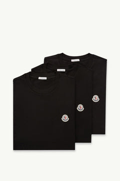 Moncler Logo Patch Cotton T-Shirt (Pack Of Three) Black Black