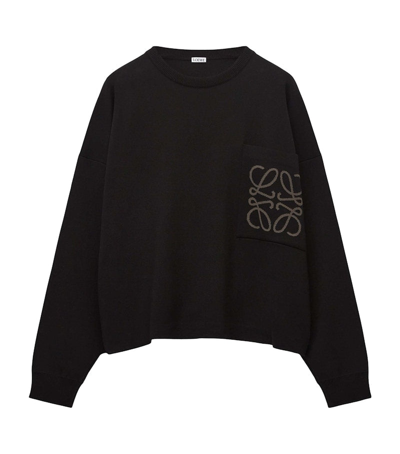 LOEWE Anagram Pocket Cotton And Viscose Sweater Black