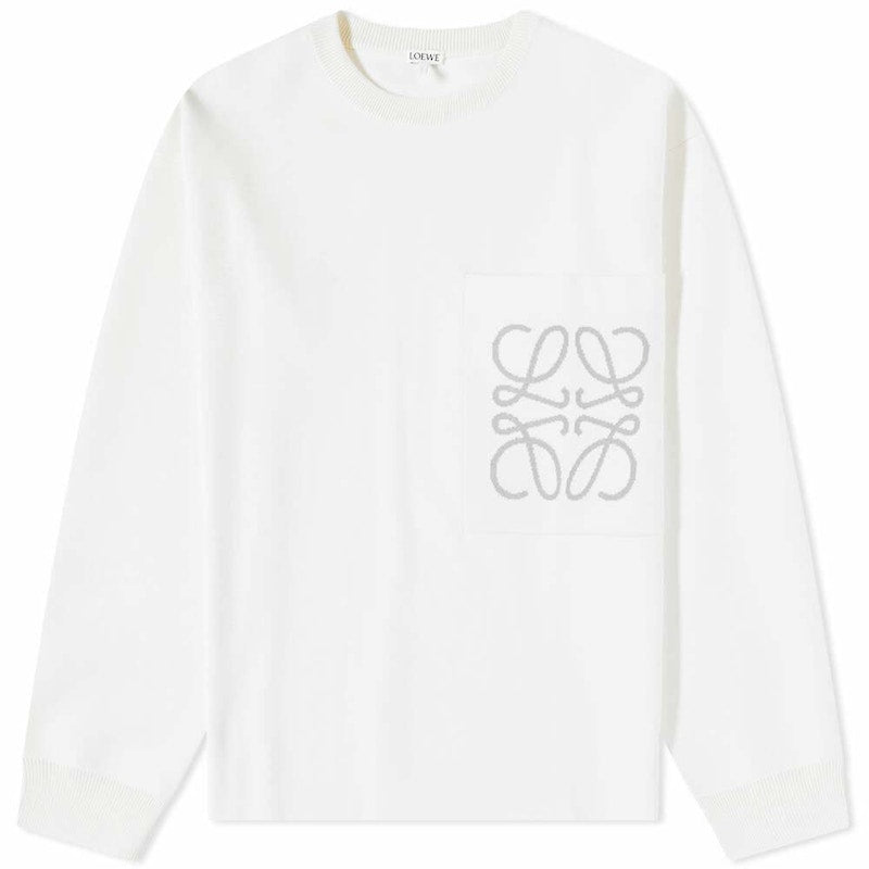 LOEWE Anagram Pocket Cotton And Viscose Sweater Soft White