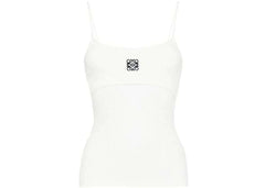 LOEWE Anagram Strappy Cotton Top White