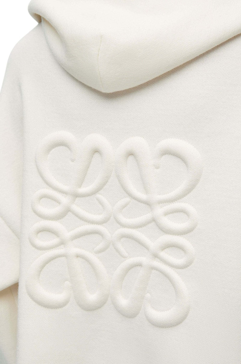 LOEWE Anagram Zip-Up Hoodie In Wool White