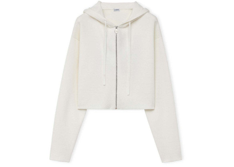 LOEWE Anagram Zip-Up Hoodie In Wool White