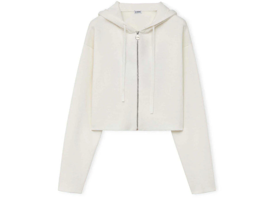 LOEWE Anagram Zip-Up Hoodie In Wool White