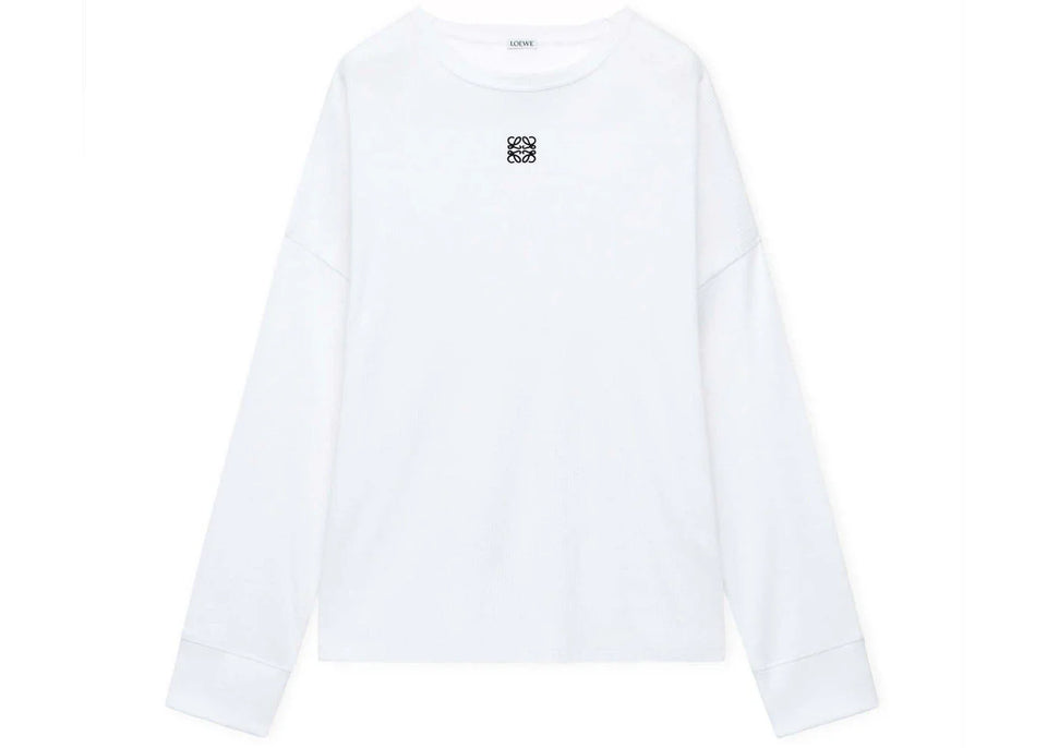 LOEWE Oversized Fit Long Sleeve T-Shirt in Cotton White