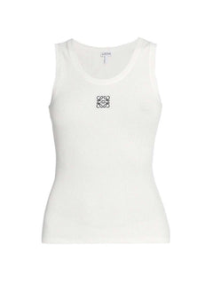 LOEWE Women's Anagram Cotton Tank Top White/Black