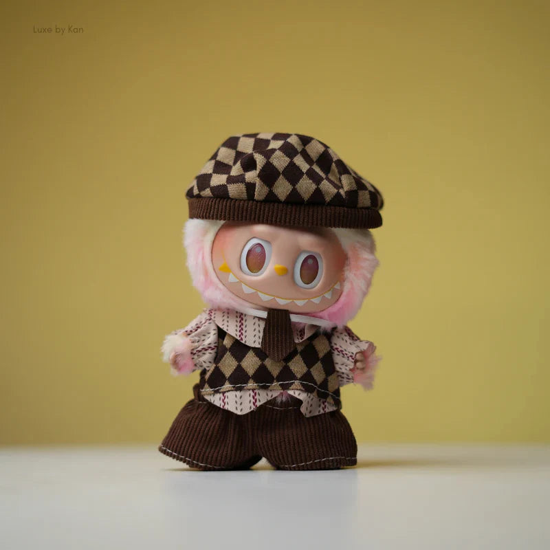 Labubu Doll Collectible Outfit Mocha Scholar 4 Piece Set