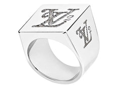 Louis Vuitton x Nigo Squared Strass Ring Silver