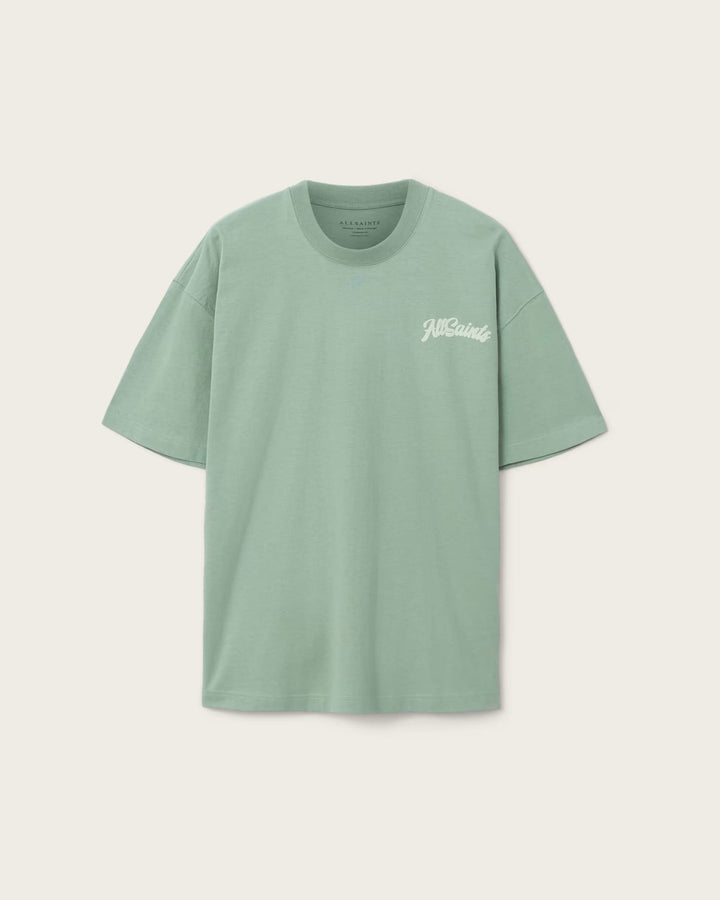ALL SAINTS Odyssey Oversized Short Sleeve Crew Spring Green T-Shirt