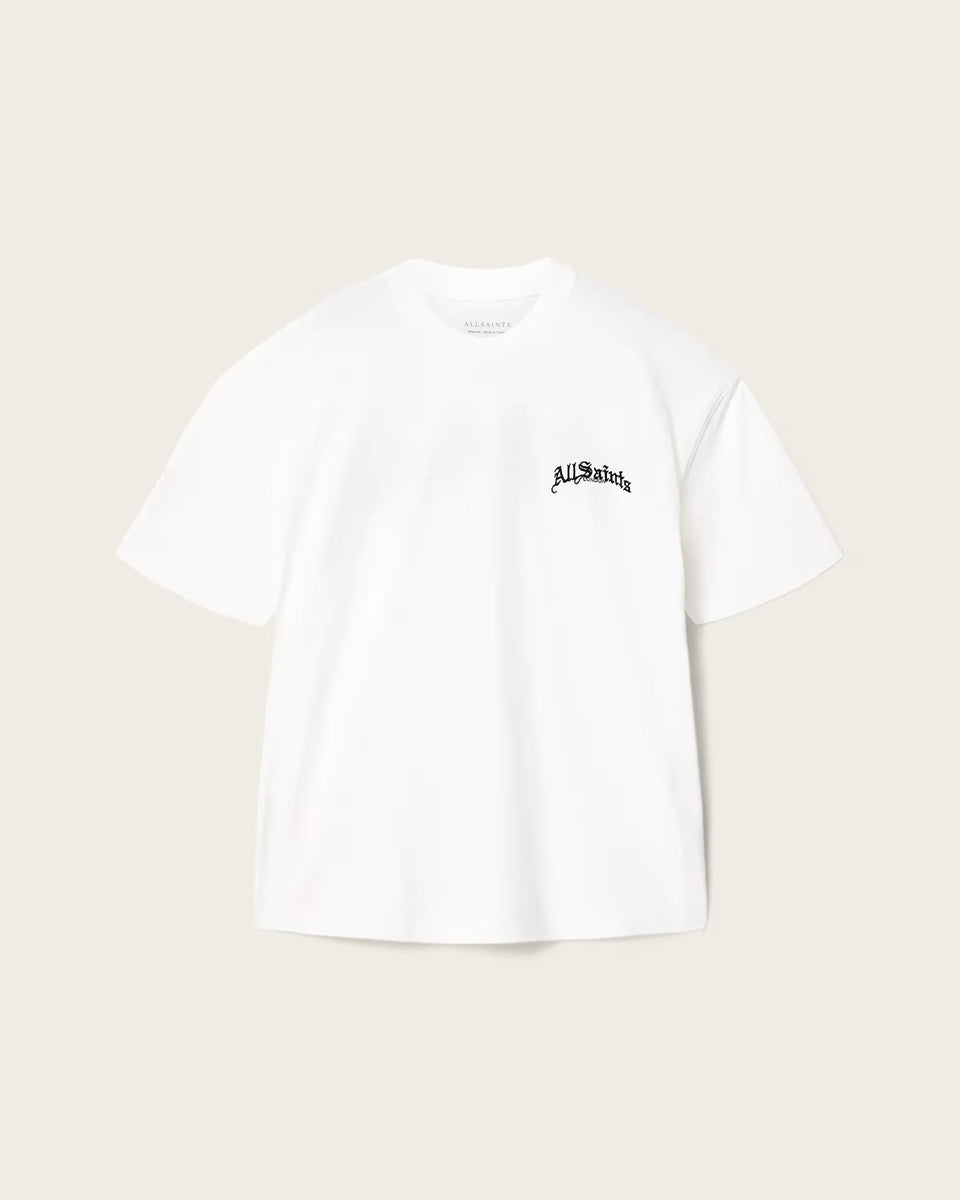 ALL SAINTS Descent Oversized Graphic Ashen White T-Shirt