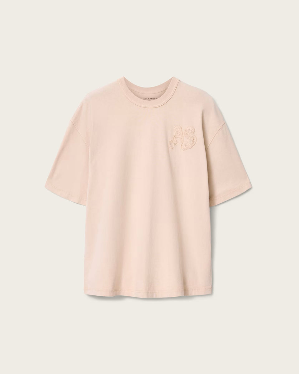 ALL SAINTS Insignia Short Sleeve Cotton Crystal Pink T-Shirt