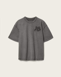ALL SAINTS Insignia Short Sleeve Cotton Washed Black T-Shirt