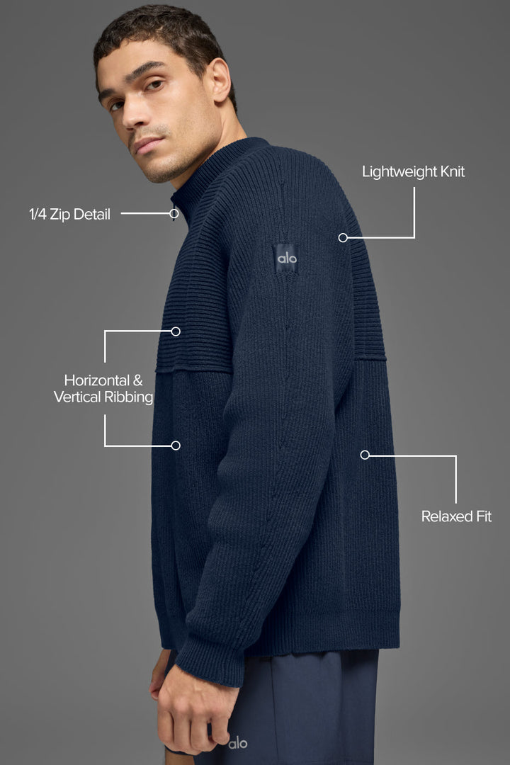 ALO Yoga Domain Shift Rib Knit 1/4 Zip Sweater
