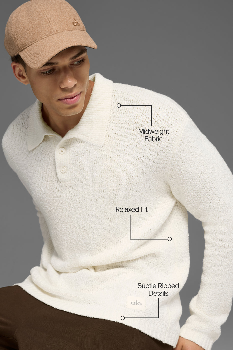 ALO Yoga Textured Knit Long Sleeve Polo