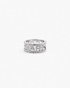 Marc Jacobs Marc Jacobs The Monogram Pave Ring Silver/Crystal Silver/crystal
