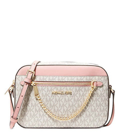 Michael Kors White Jet Set Logo Large Cross Body Bag