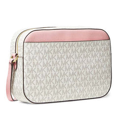 Michael Kors White Jet Set Logo Large Cross Body Bag