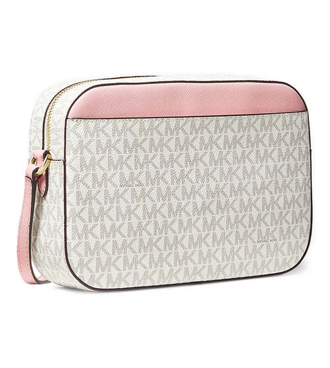 Michael Kors White Jet Set Logo Large Cross Body Bag