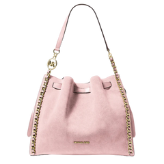 Michael Kors Mina Large Suede Chain Shoulder Bag Powder Blush