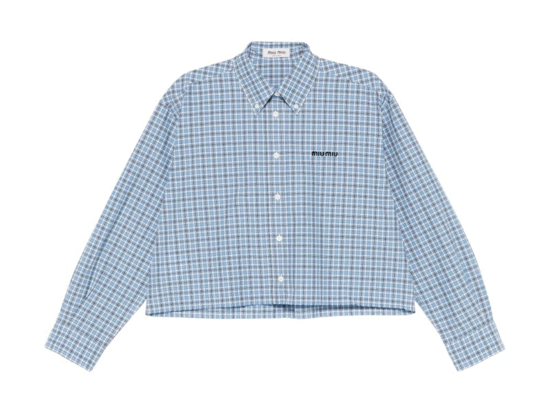 Miu Miu Check Shirt Celeste/Blue